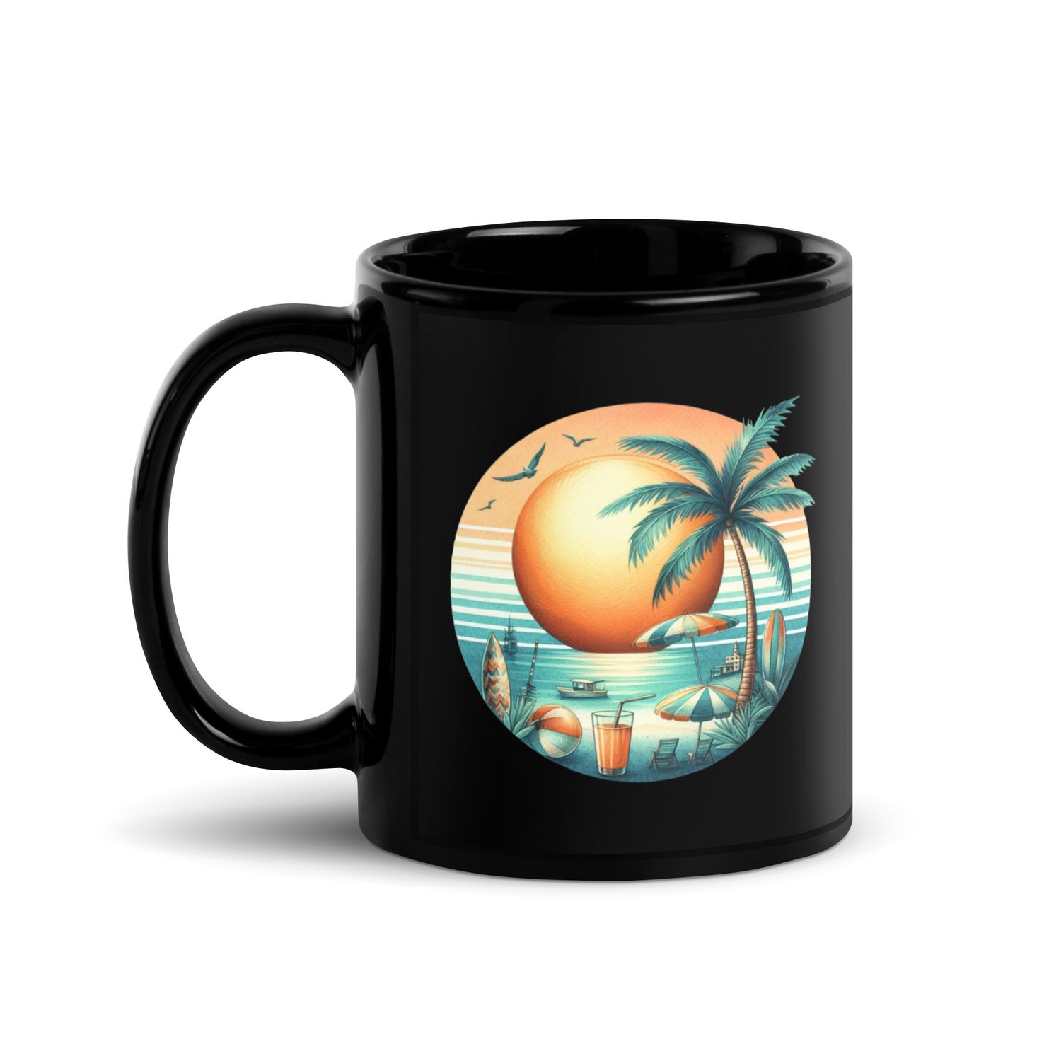 Summer Vacation Vibes (2) Black Coffee Mug