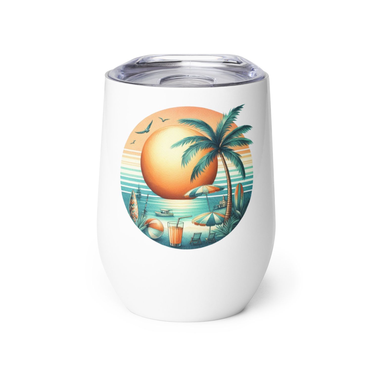 Summer Vacation Vibes (2) Wine Tumbler