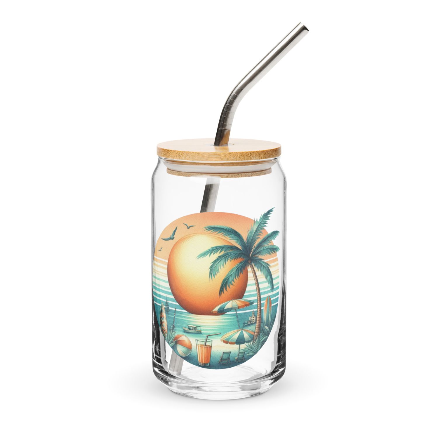 Summer Vacation Vibes (2) Can-Shaped Glass