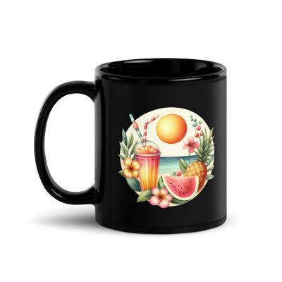 Summer Vacation Vibes (3) Black Coffee Mug
