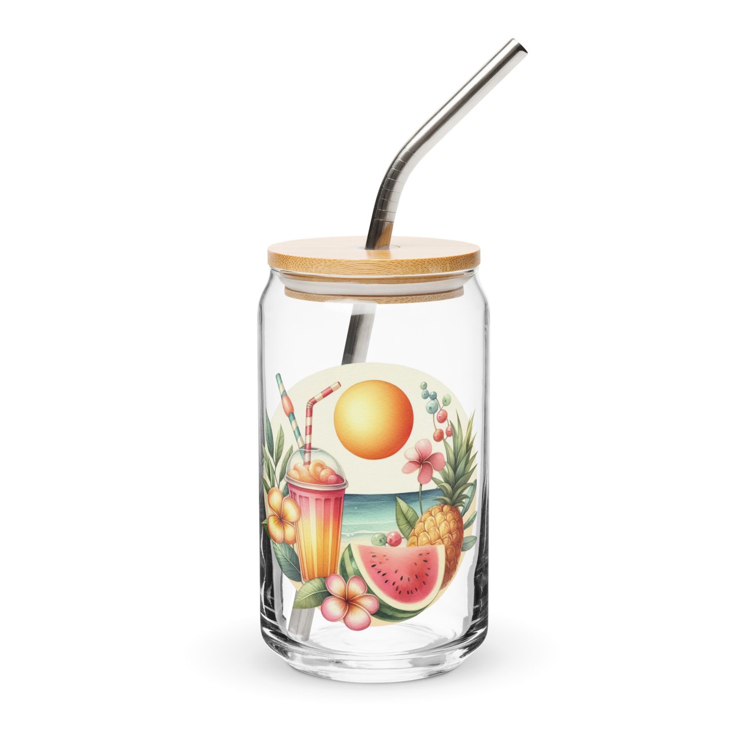 Summer Vacation Vibes (3) Can-Shaped Glass