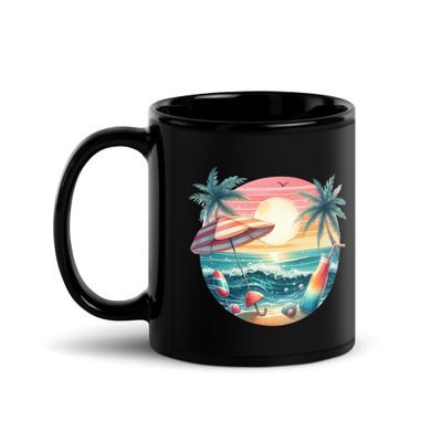Summer Vacation Vibes (4) Black Coffee Mug