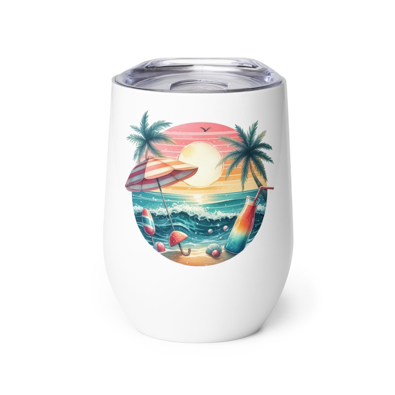 Summer Vacation Vibes (4) Wine Tumbler