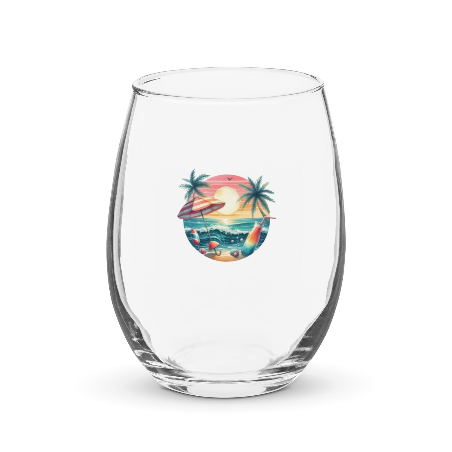 Summer Vacation Vibes (4) Stemless Wine Glass