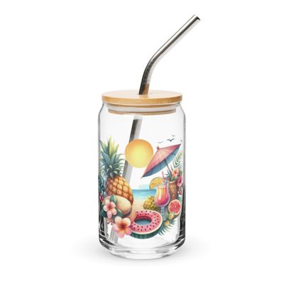 Summer Vacation Vibes (5) Can-Shaped Glass