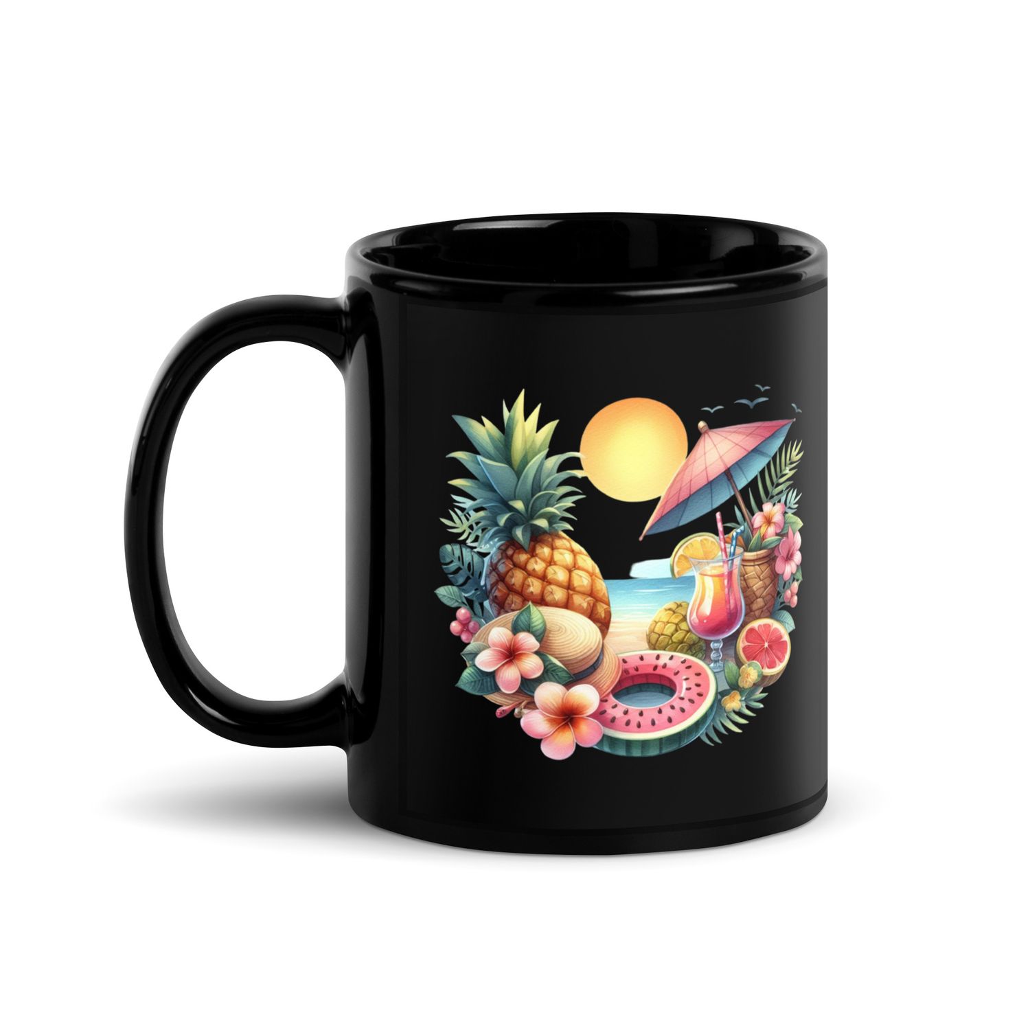 Summer Vacation Vibes (5) Black Coffee Mug