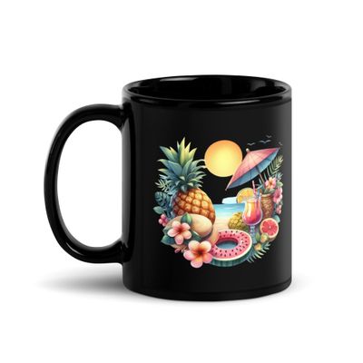 Summer Vacation Vibes (5) Black Coffee Mug