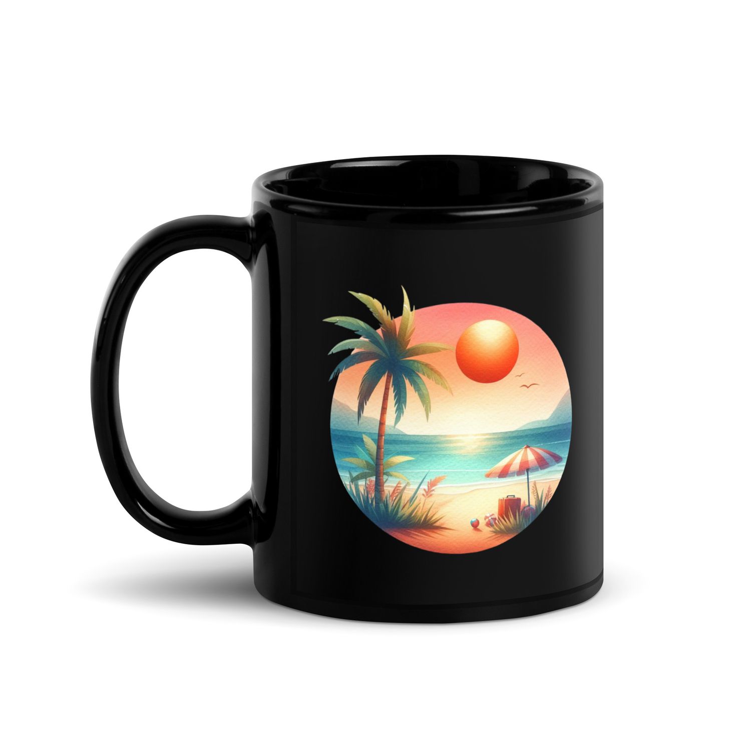 Summer Vacation Vibes (6) Black Coffee Mug