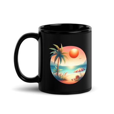 Summer Vacation Vibes (6) Black Coffee Mug