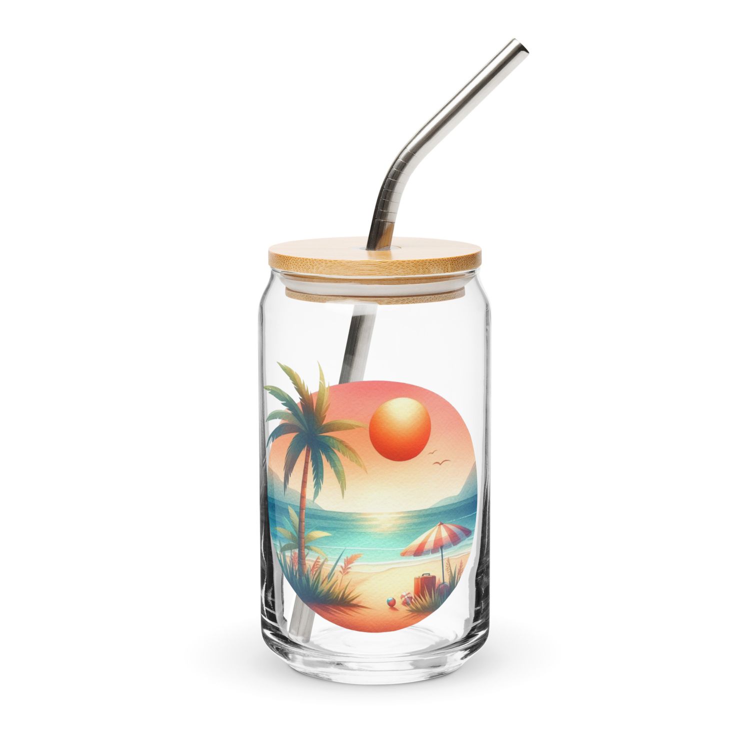 Summer Vacation Vibes (6) Can-Shaped Glass