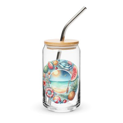Summer Vacation Vibes (7) Can-Shaped Glass