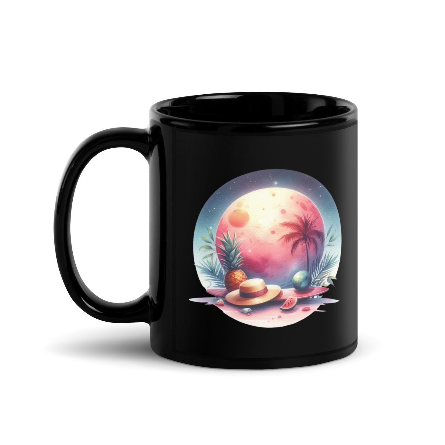 Summer Vacation Vibes (8) Black Coffee Mug