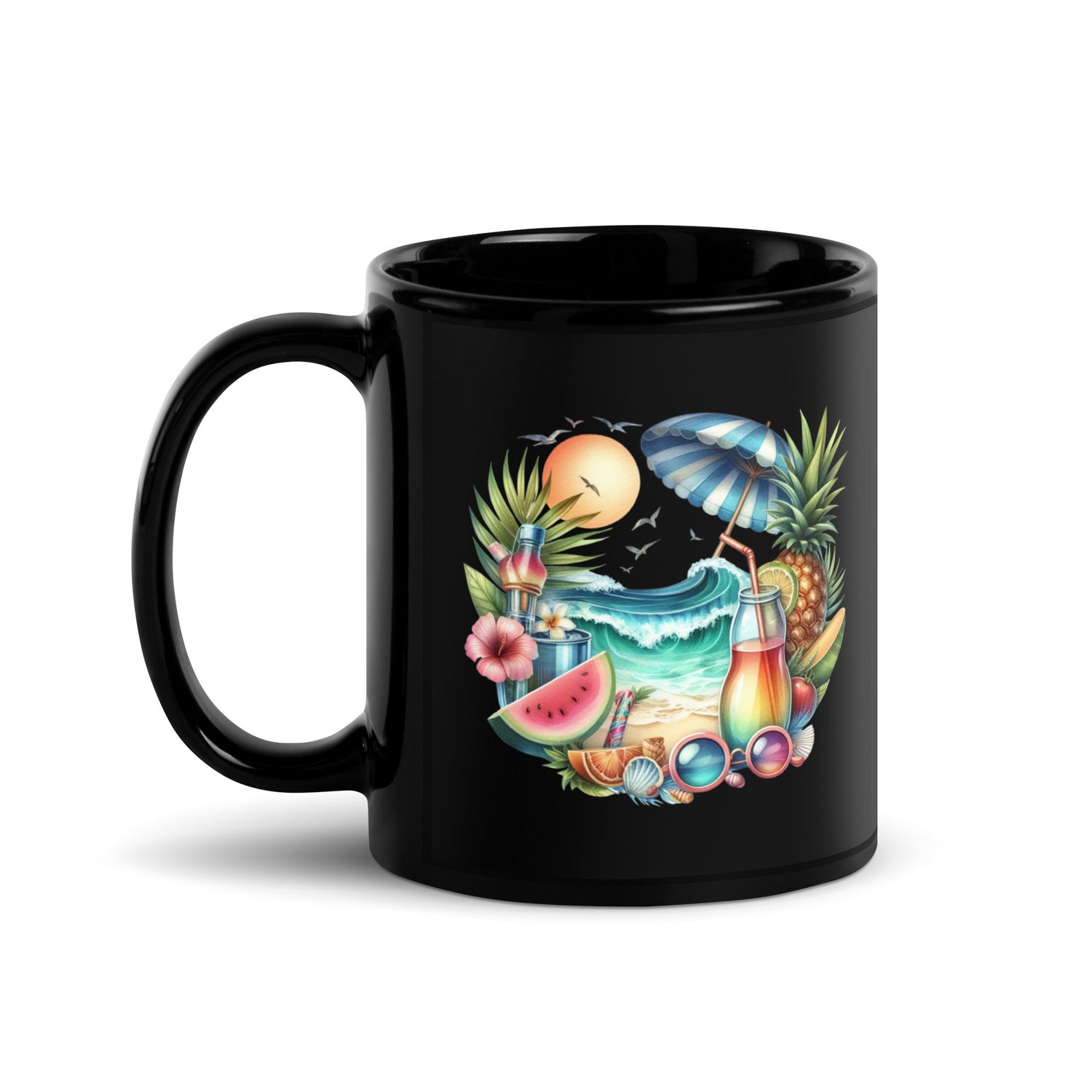 Summer Vacation Vibes (10) Black Coffee Mug