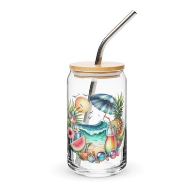 Summer Vacation Vibes (10) Can-Shaped Glass