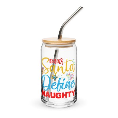 Dear Santa Define Naughty Can-Shaped Glass