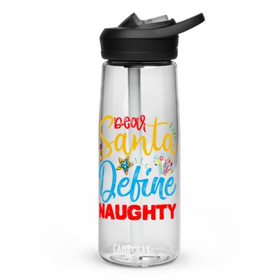 Dear Santa Define Naughty Sports Water Bottle