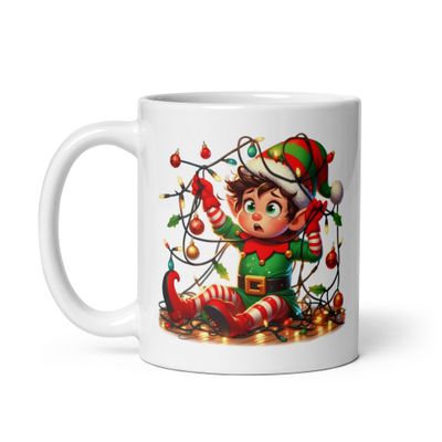 Funny Christmas Elf White Coffee Mug