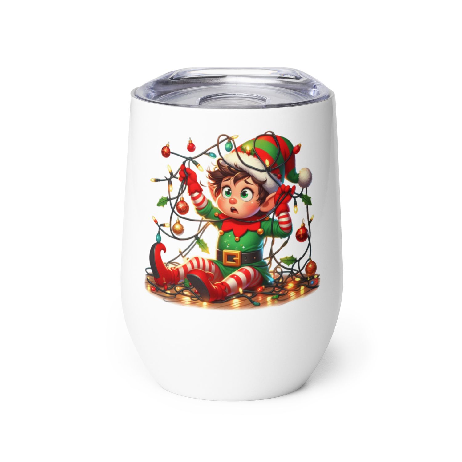 Funny Christmas Elf Wine Tumbler