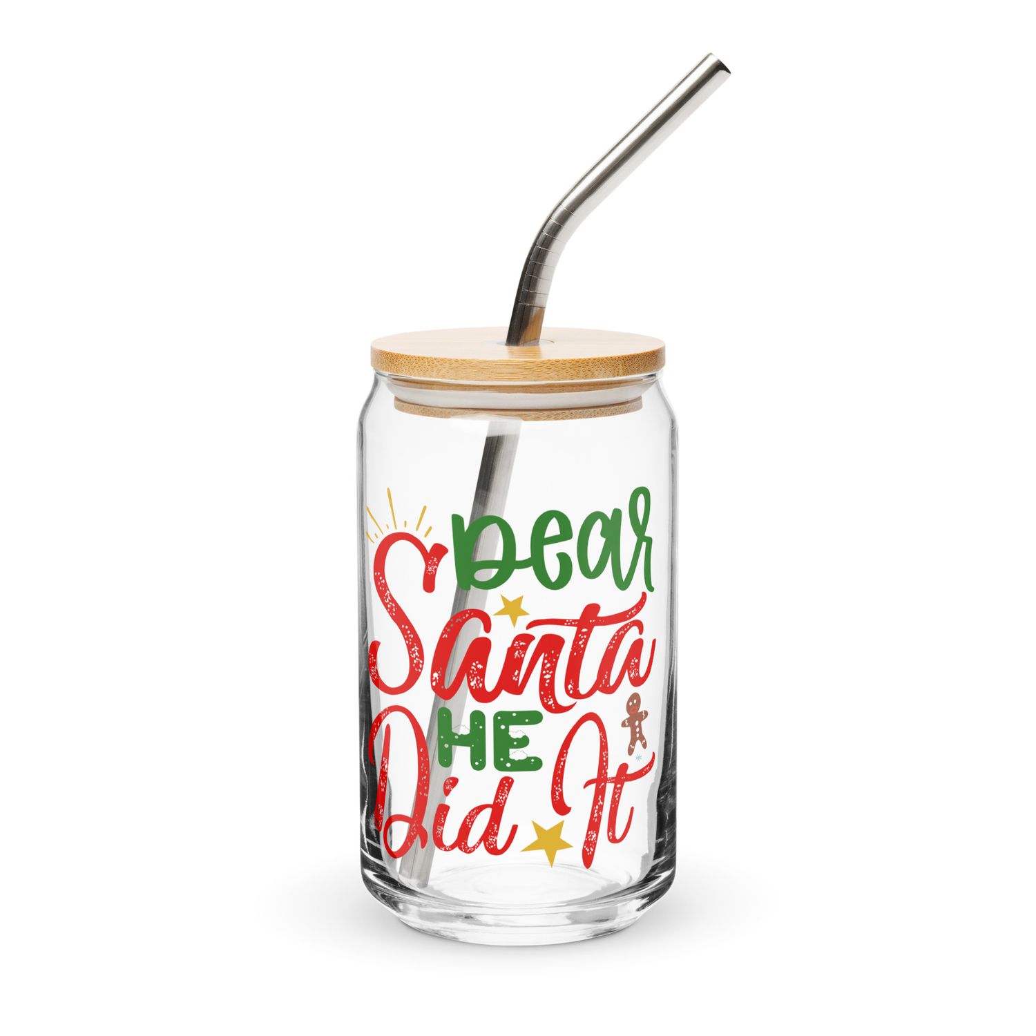 Dear Santa He Did It Can-Shaped Glass