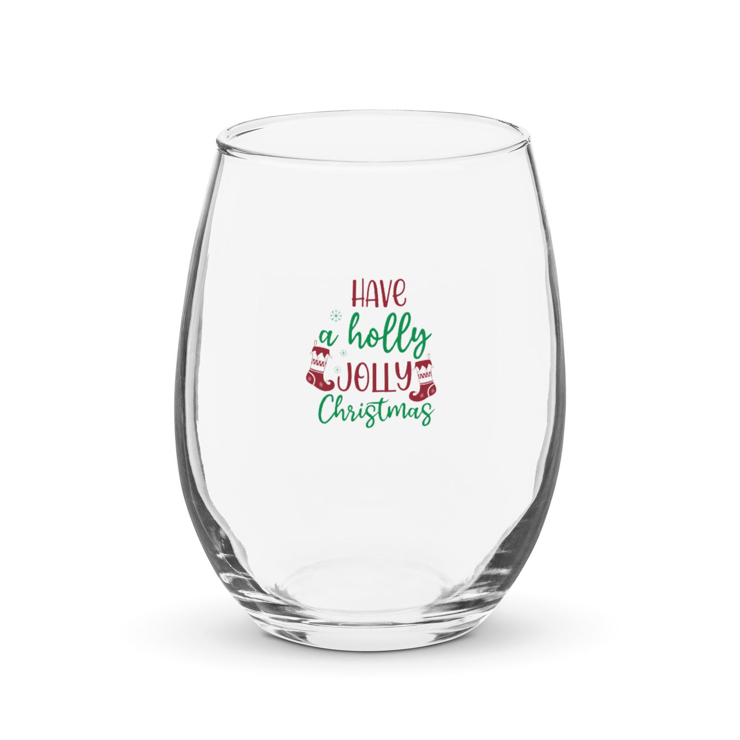 Holly Jolly Christmas Stemless Wine Glass