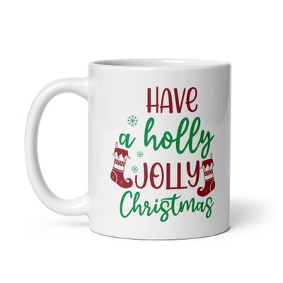Holly Jolly Christmas White Coffee Mug