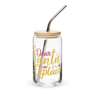 Dear Santa I Can Explain Can-Shaped Glass - Christmas Can-Shaped Glass