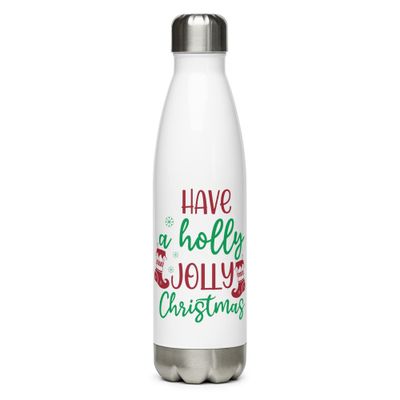 Holly Jolly Christmas Stainless Steel Water Bottle