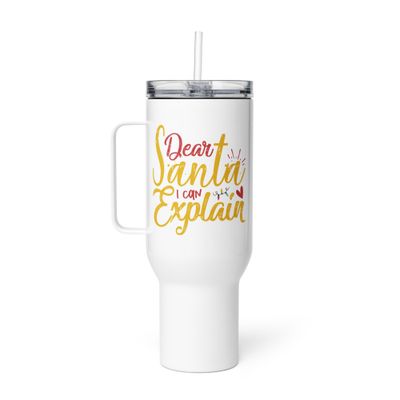 Dear Santa I Can Explain Travel Mug with a Handle - Christmas Travel Mug