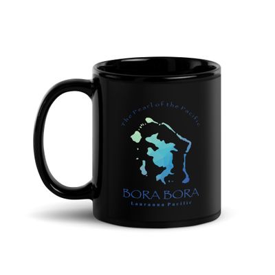 Map of Bora Bora Black Coffee Mug