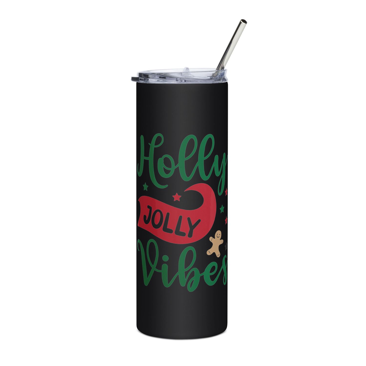 Holly Jolly Vibes Stainless Steel Tumbler - Christmas Tumbler