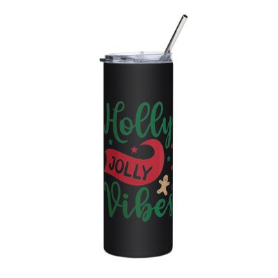 Holly Jolly Vibes Stainless Steel Tumbler - Christmas Tumbler