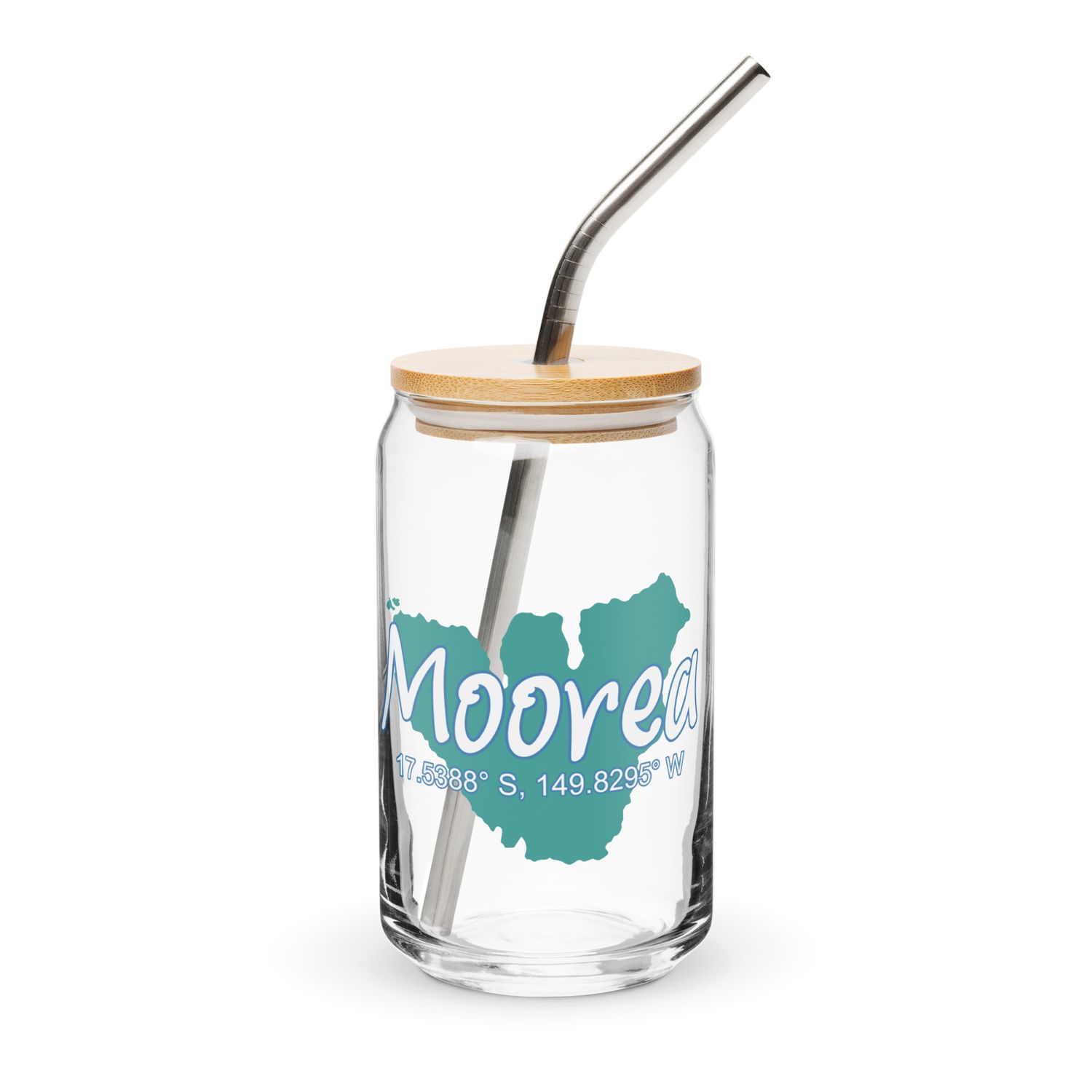 Moorea Island Coordinates Can-Shaped Glass