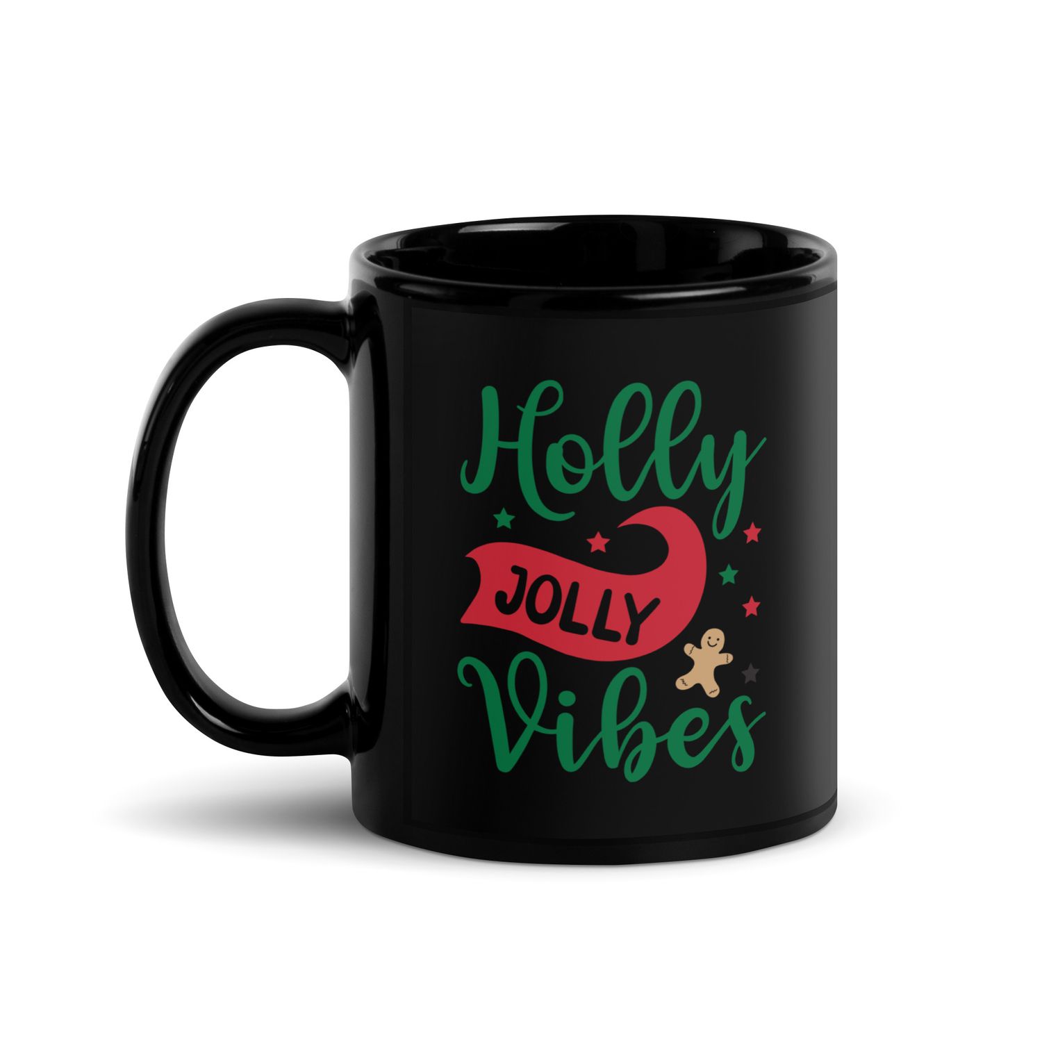 Holly Jolly Vibes Black Coffee Mug - Christmas Mug