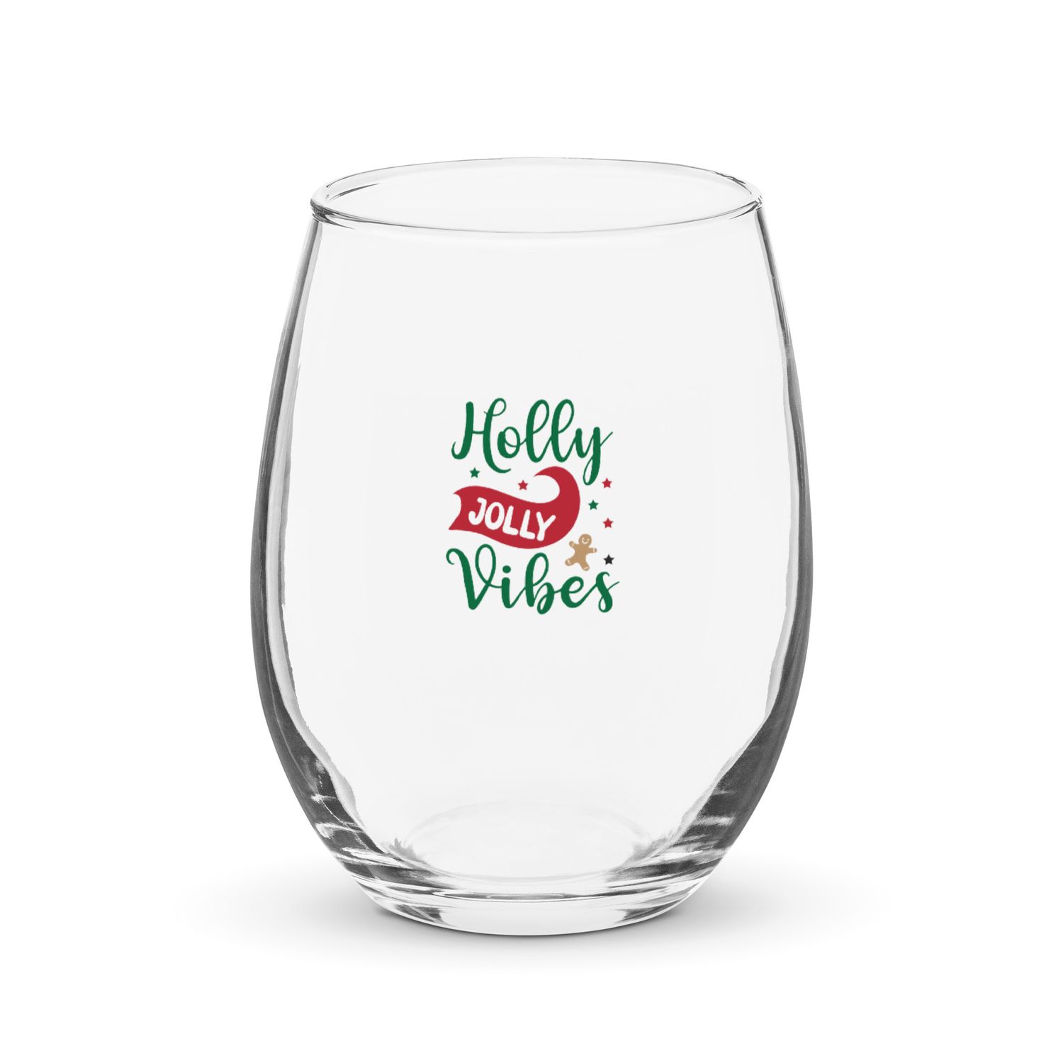 Holly Jolly Vibes Stemless Wine Glass - Christmas Wine Glass