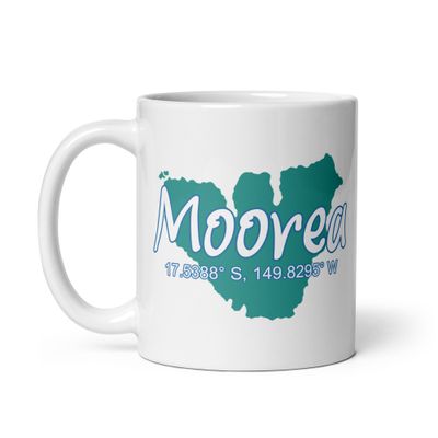 Moorea Island Coordinates White Coffee Mug
