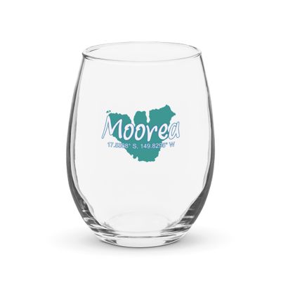 Moorea Island Coordinates Stemless Wine Glass