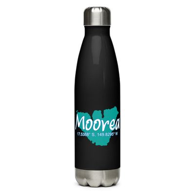 Moorea Island Coordinates Stainless Steel Water Bottle