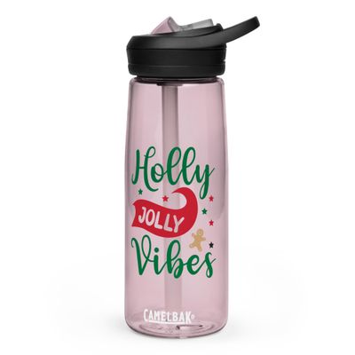Holly Jolly Vibes Sports Water Bottle - Christmas Water Bottle
