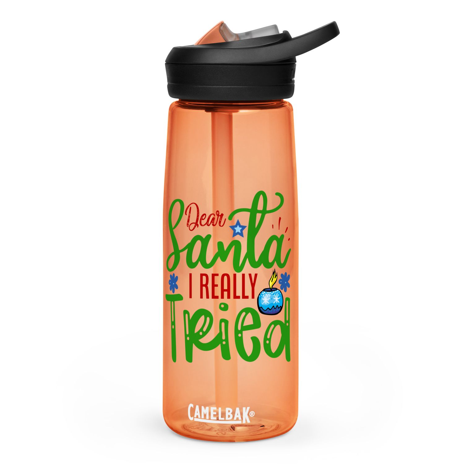 Dear Santa I Really Tried Sports Water Bottle - Christmas Water Bottle