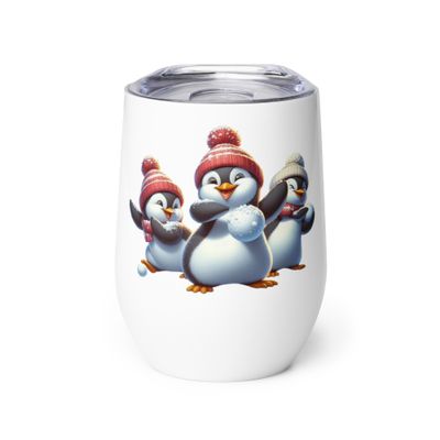 Funny Christmas Penguins Wine Tumbler
