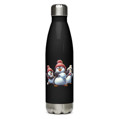 Funny Christmas Penguins Stainless Steel Water Bottle