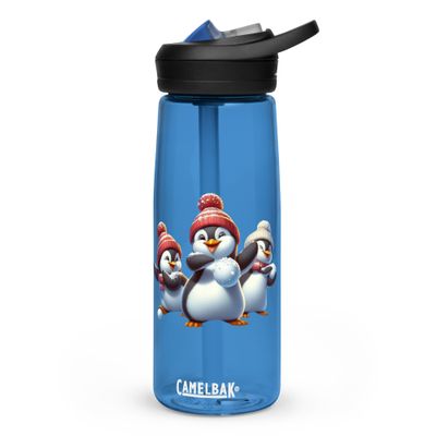 Funny Christmas Penguins Sports Water Bottle