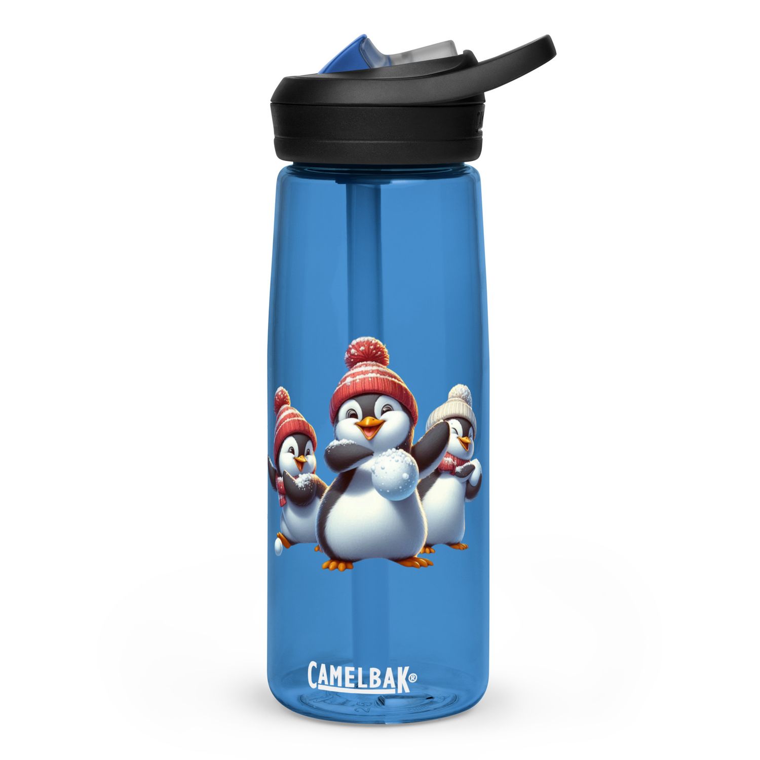 Funny Christmas Penguins Sports Water Bottle