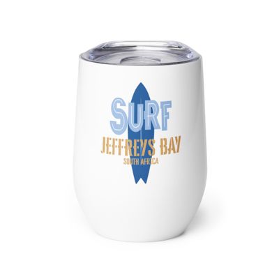 Surf Jeffreys Bay, Surfing Jeffreys Bay in South Africa, Surfboard Wine Tumbler