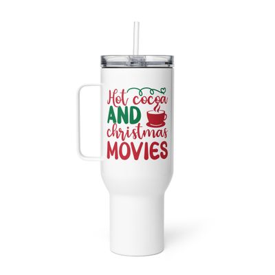 Hot Cocoa and Christmas Movies Travel Mug with a Handle