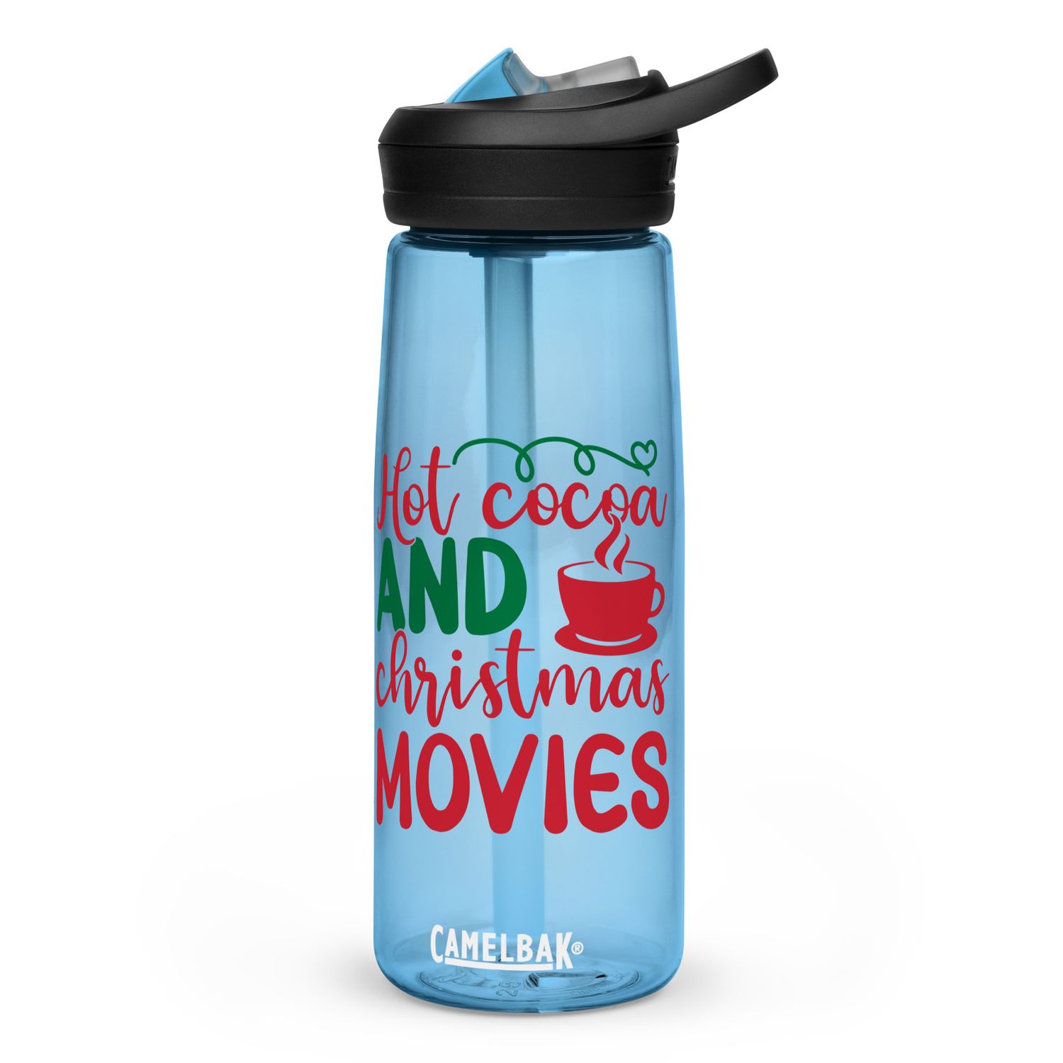 Hot Cocoa and Christmas Movies Sports Water Bottle