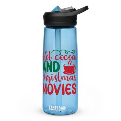 Hot Cocoa and Christmas Movies Sports Water Bottle
