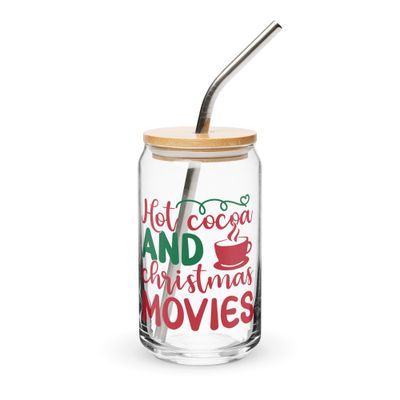 Hot Cocoa and Christmas Movies Can-Shaped Glass