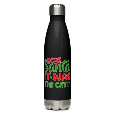 Dear Santa It Was The Cat Stainless Steel Water Bottle
