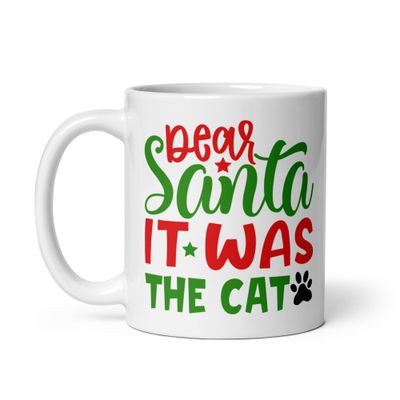 Dear Santa It Was The Cat White Coffee Mug 